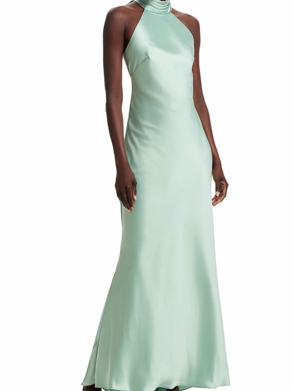 ASOS Mint Green Halter-Neck Satin Maxi Dress